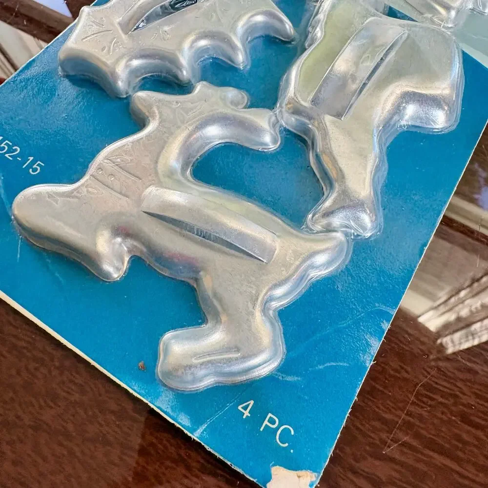 Vintage Mirro Christmas Cookie Cutter Set Sealed 4 Pc Holiday Shapes